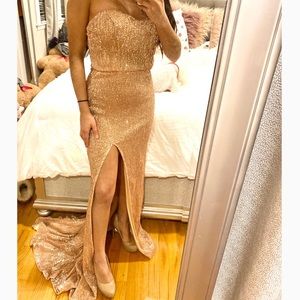 Rose gold sequin formal dress